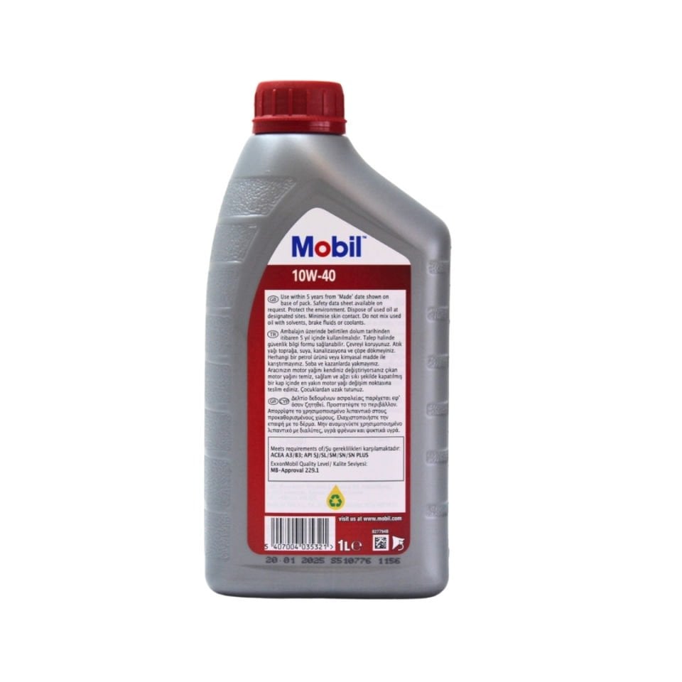Mobil 10W40 Motor Yağı ( Kırmızı Kapak )  1 LT - Mobil 155097